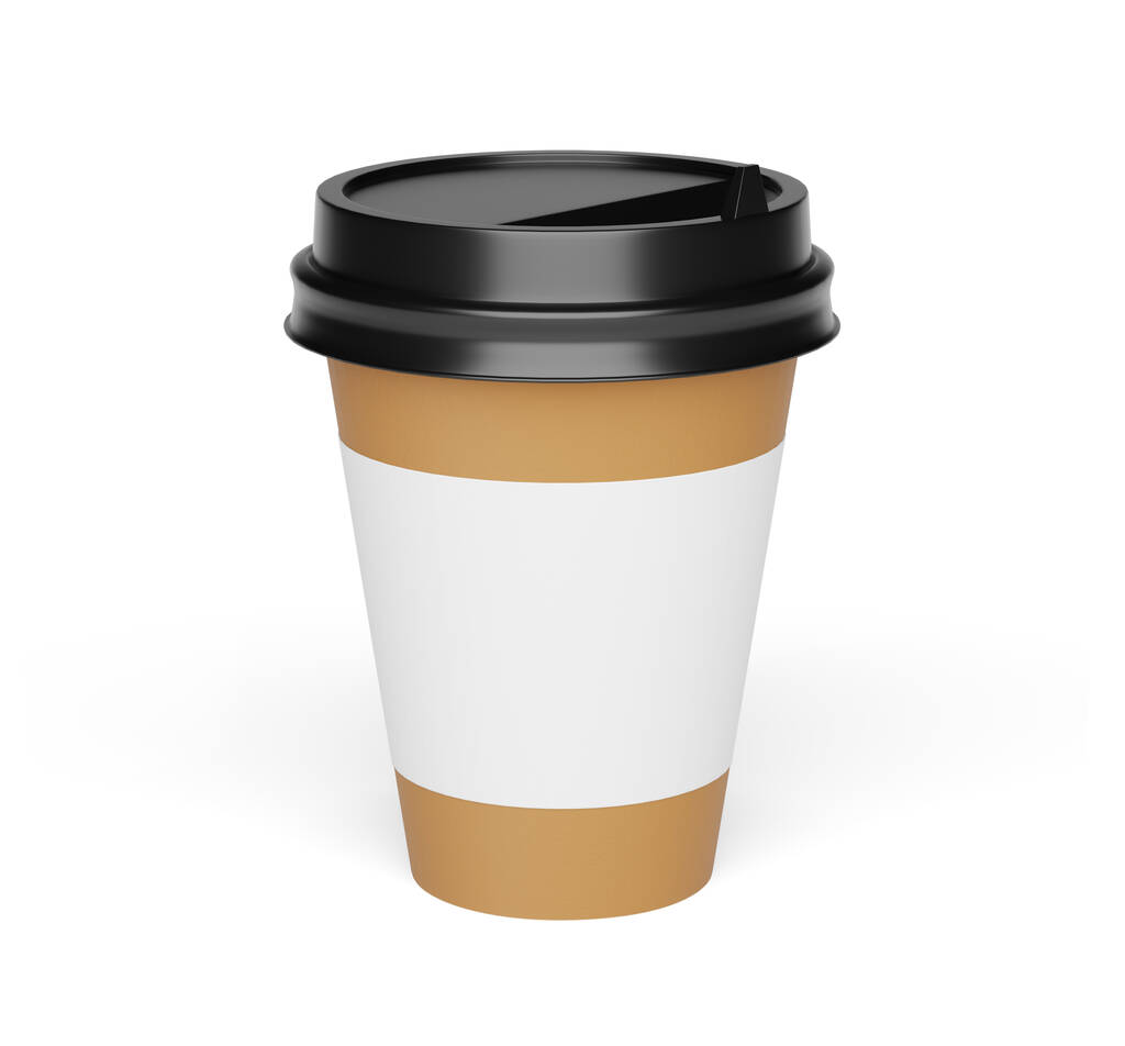 tasse de café avec un modèle de couvercle. Isolé sur fond blanc avec chemin de coupe. Illustration 3D - Photo, image