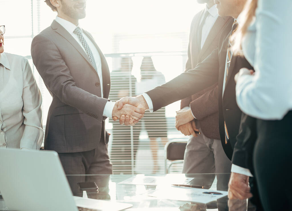business partners shaking hands before starting negotiations. - Photo, Image