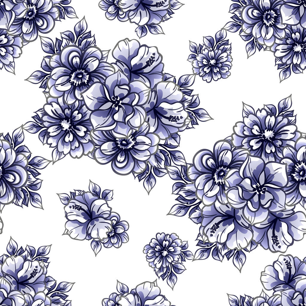 花とのシームレスなベクトルパターンの背景 - ベクター画像