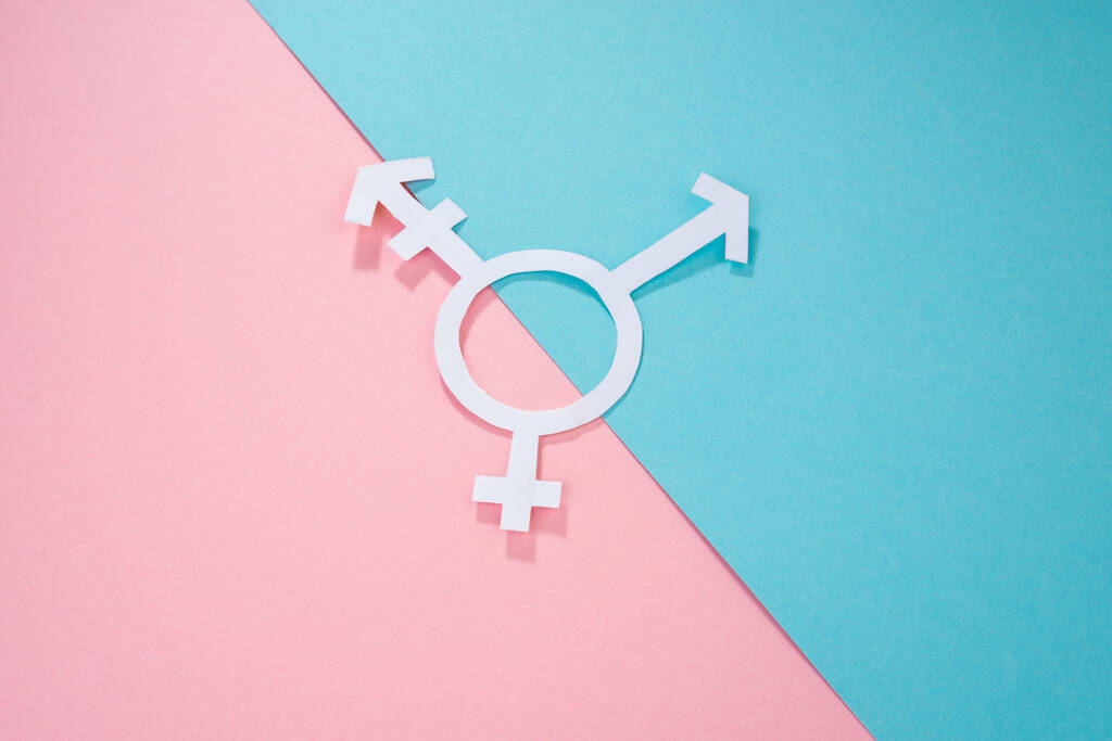 Signo transgénero sobre fondo rosa y azul - Foto, Imagen