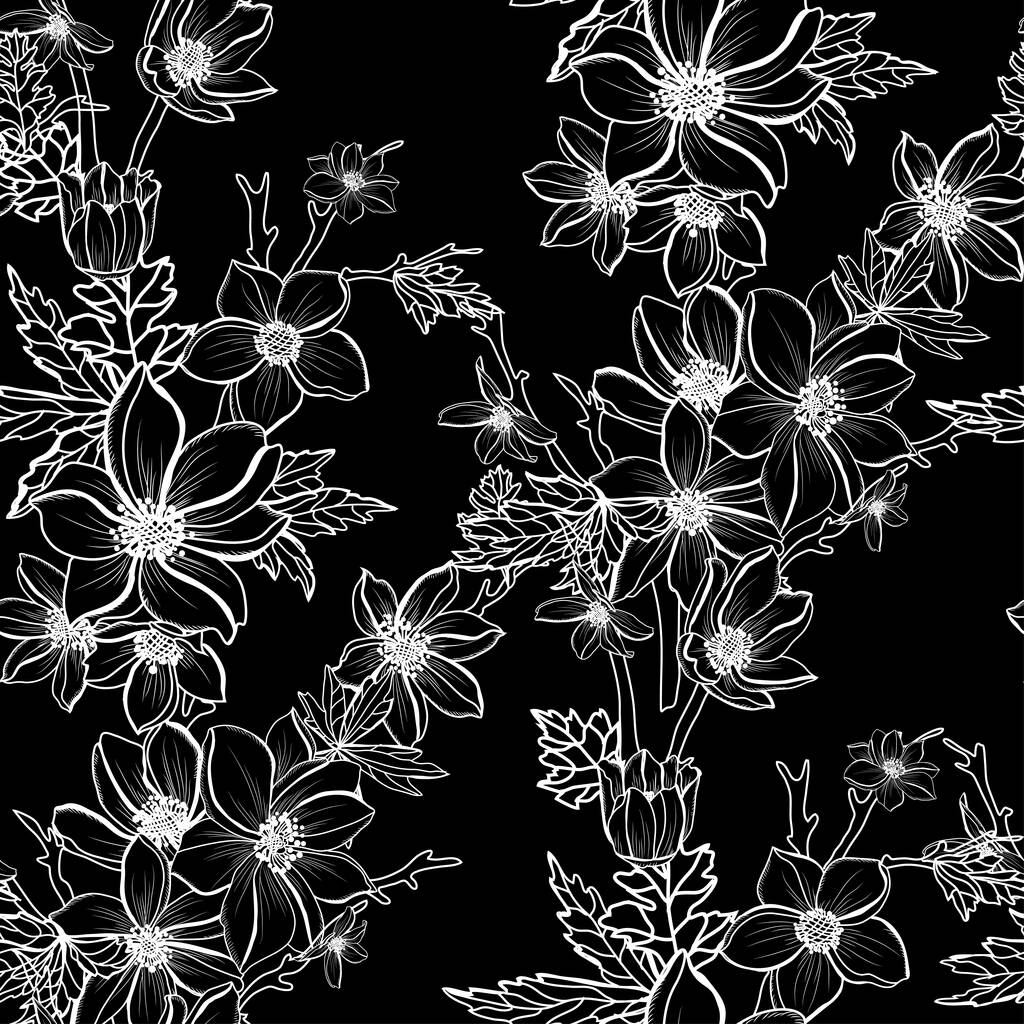 Tyylikäs saumaton kuvio anemoni kukkia, muotoilu elementtejä. Kukka kuvio kutsuja, kortit, tulostaa, lahjapaperia, valmistus, tekstiili, kangas, taustakuvat - Vektori, kuva