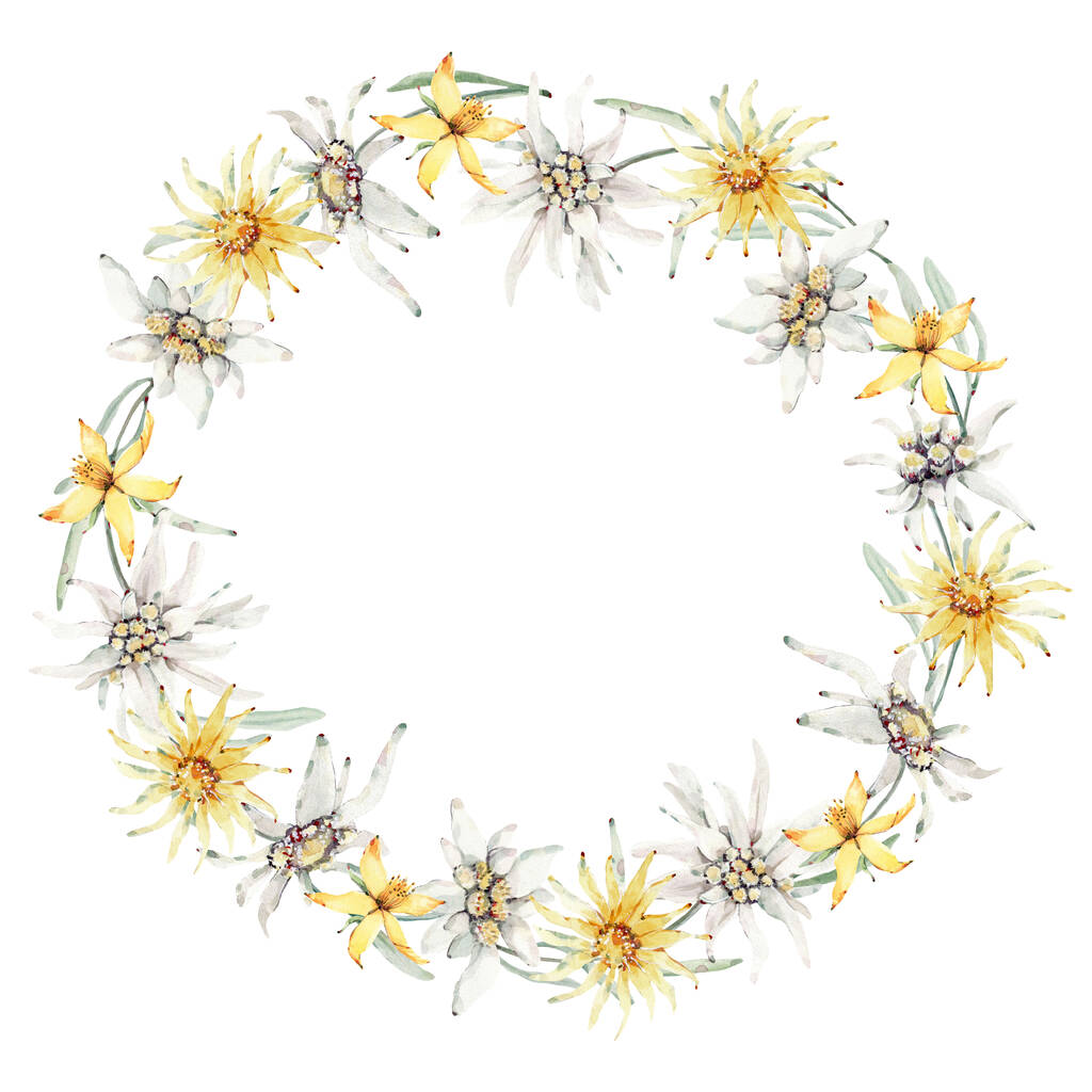 Aquarell Blume Kreis Rahmen. Perfekt für Einladungen, Hochzeiten oder Grußkarten. - Foto, Bild