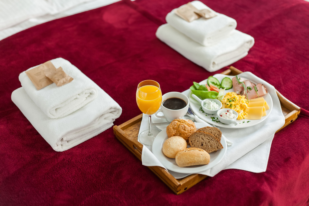 Tray with breakfast food - Photo, Image