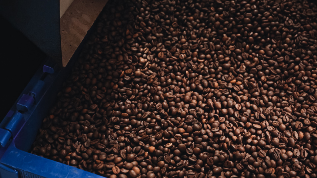 top view of roasted coffee beans in container - Photo, Image
