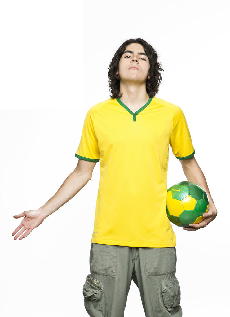 man met Brazilië jersey - Foto, afbeelding