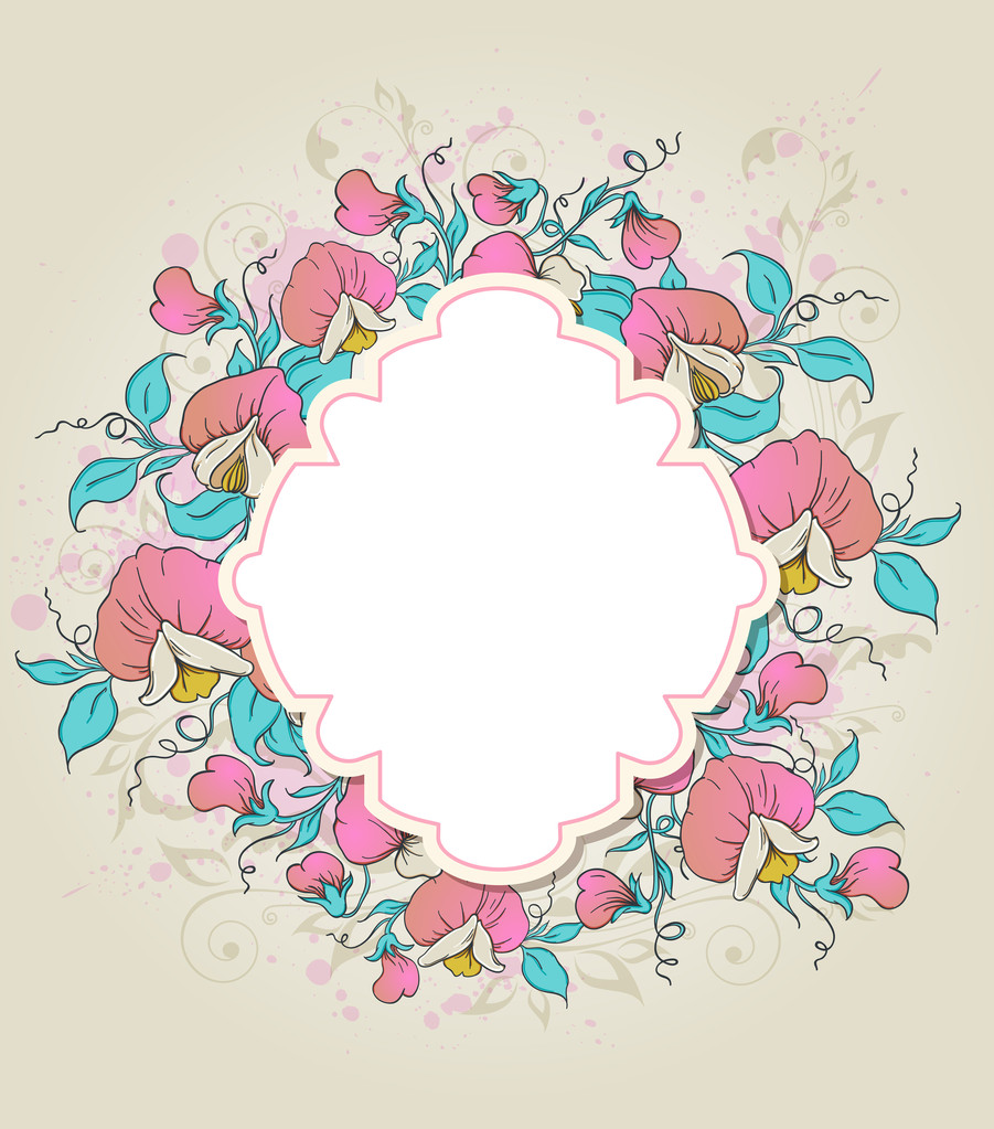 Label and sweet pea - Vector, Image