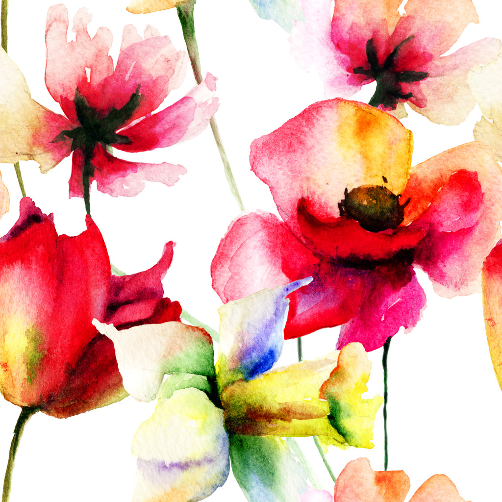 naadloze behang met zomerbloemen - Foto, afbeelding