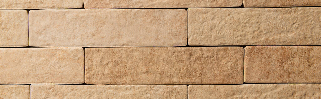 light brown, brick wall background, top view, banner - Photo, Image