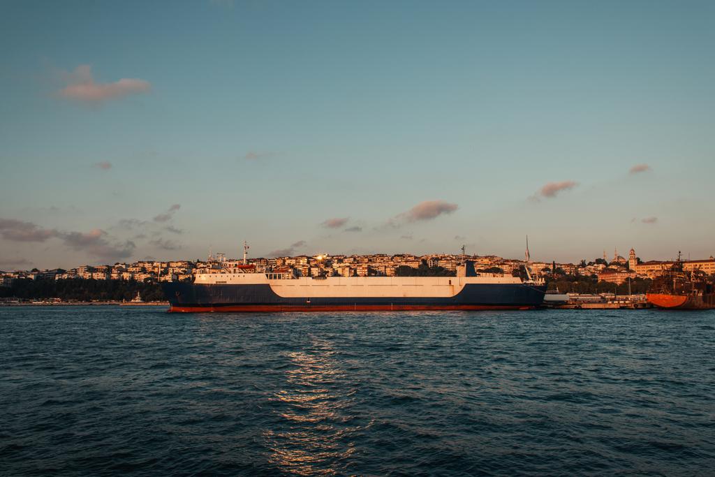 Εμπορευματικό πλοίο αγκυροβολημένο στο λιμάνι της Κωνσταντινούπολης, Τουρκία  - Φωτογραφία, εικόνα