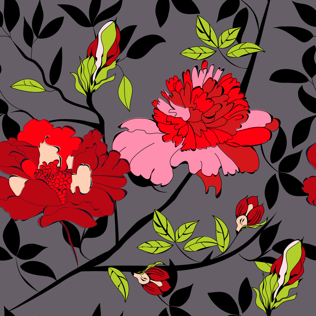 patrón sin costuras con flores rojas - Vector, imagen