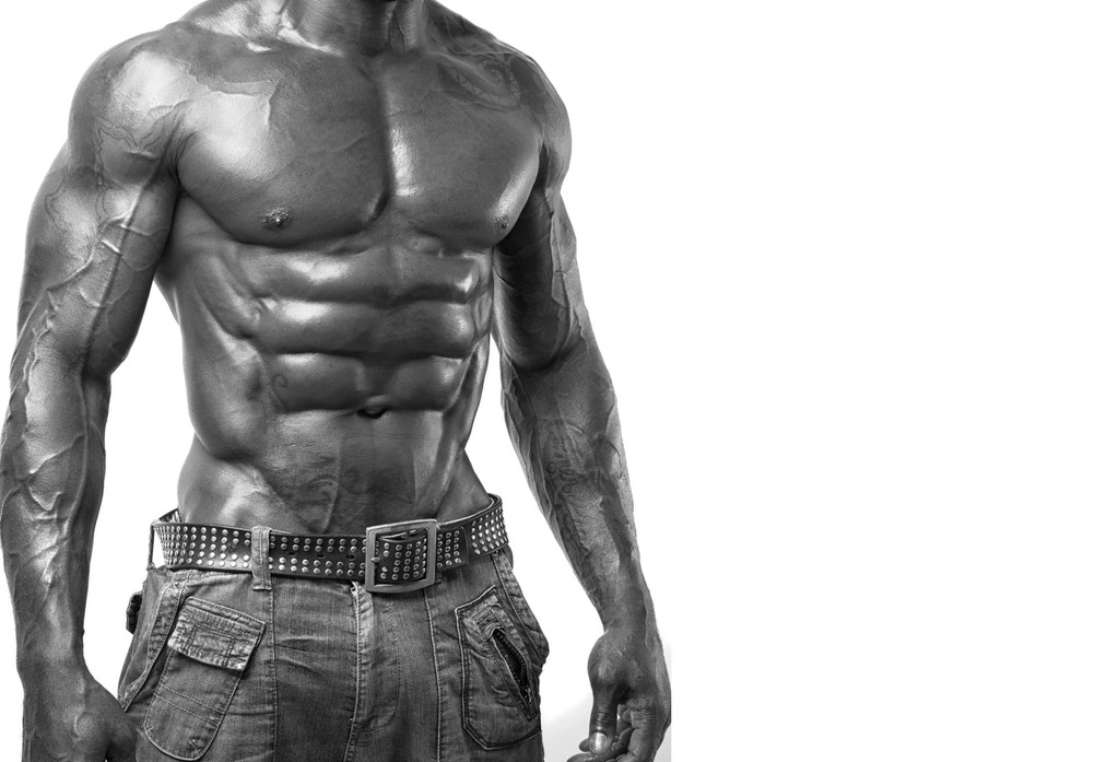 Close up on perfect abs. Strong bodybuilder with six pack - Photo, Image