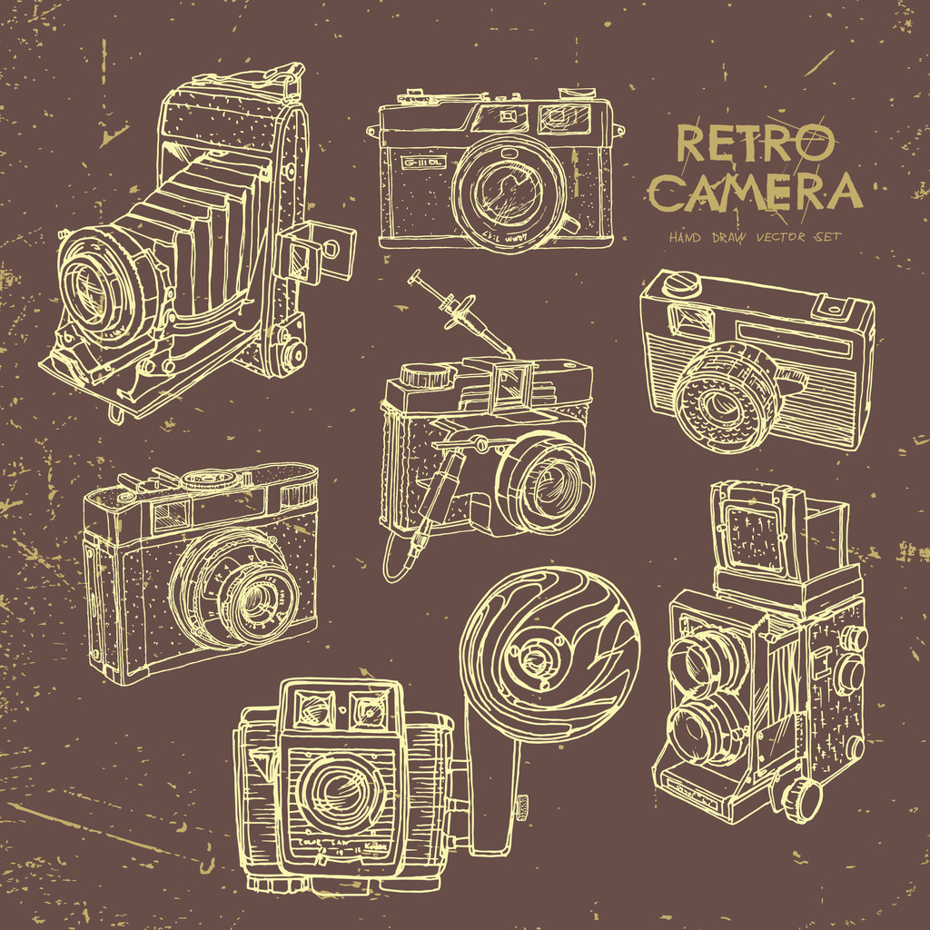 Vintage kamerák - Vektor, kép