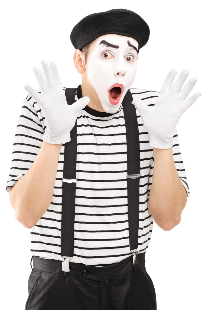 αρσενικό mime με ενθουσιασμό τα χέρια - Φωτογραφία, εικόνα