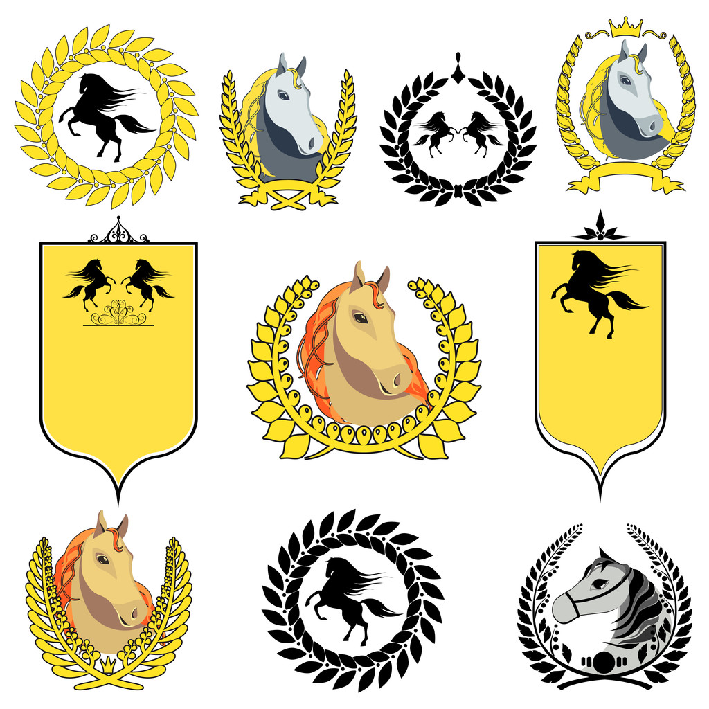 Vector conjunto de iconos de caballo símbolo
 - Vector, Imagen