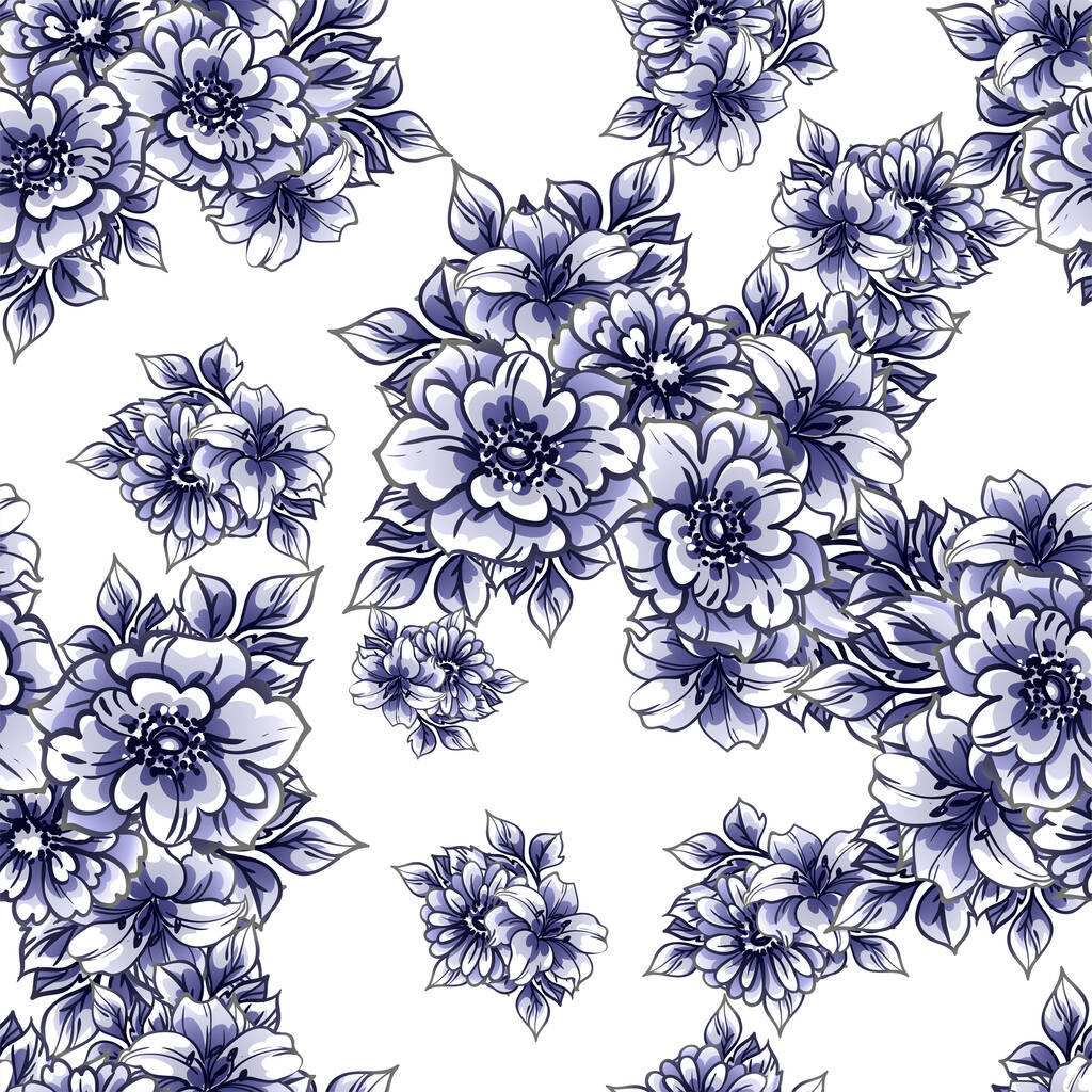 華やかな花の背景シームレスなベクターイラスト - ベクター画像