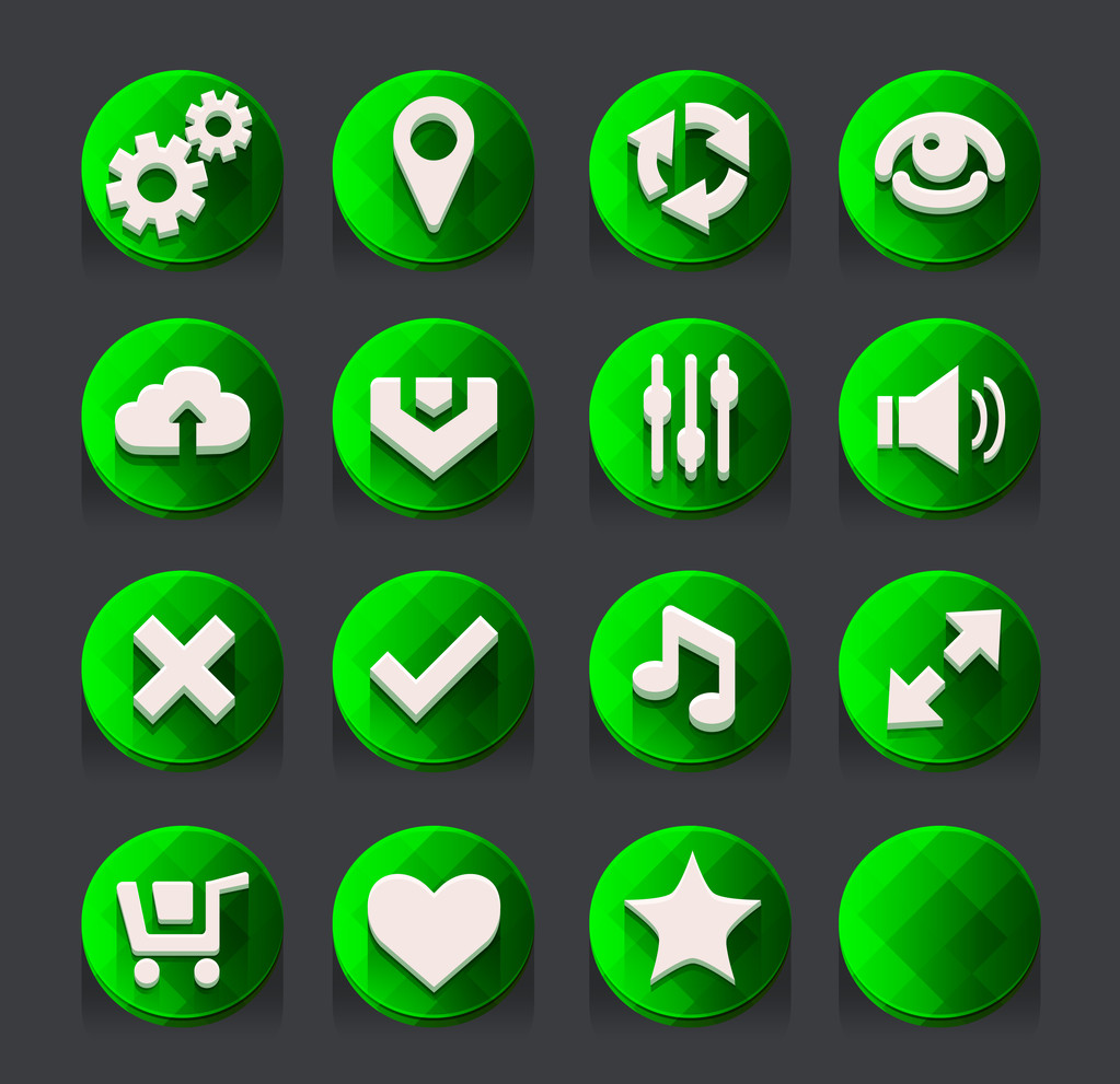 緑色の web アイコンのコレクション - ベクター画像
