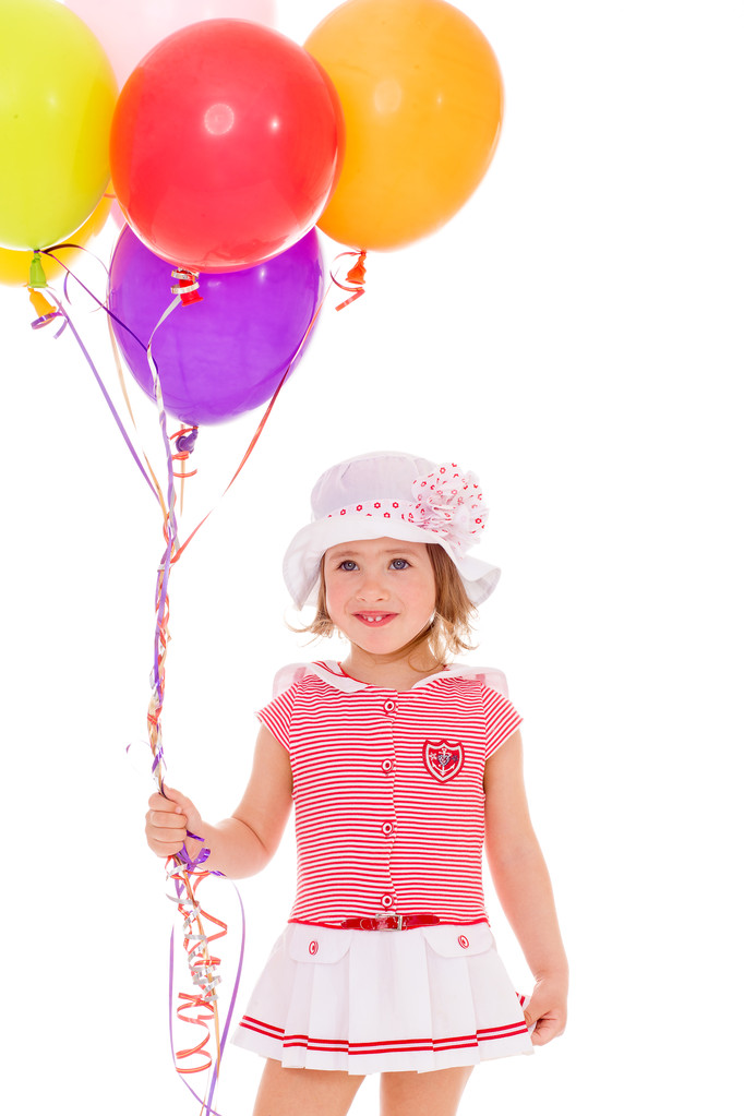 γοητευτικό κορίτσι με μπαλόνια. - Φωτογραφία, εικόνα