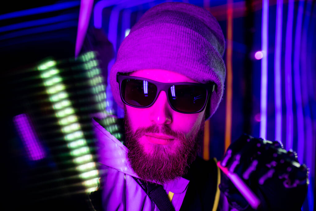 gamer futuristische cyber neurologie concept kleurrijke achtergrond innovatie in prothetische - Foto, afbeelding