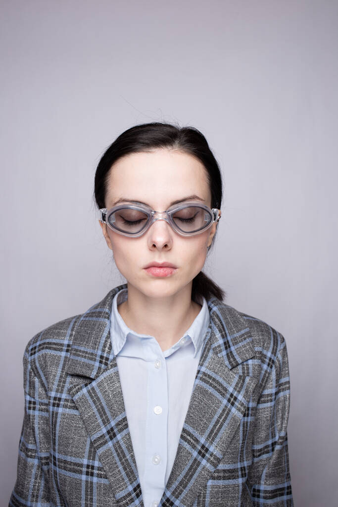 woman manager  wearing swimming goggles - Photo, Image