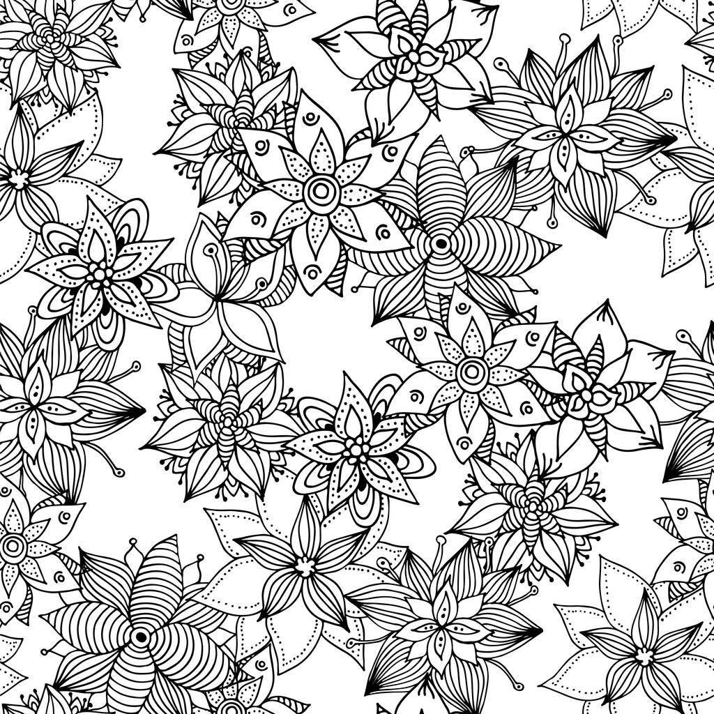 Modèle de gribouillis de fleurs, vecteur dessiné à la main fond floral - Vecteur, image