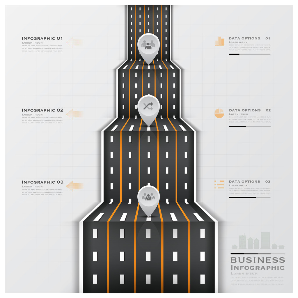 weg- en straatnamen verkeer teken zakelijke infographic - Vector, afbeelding