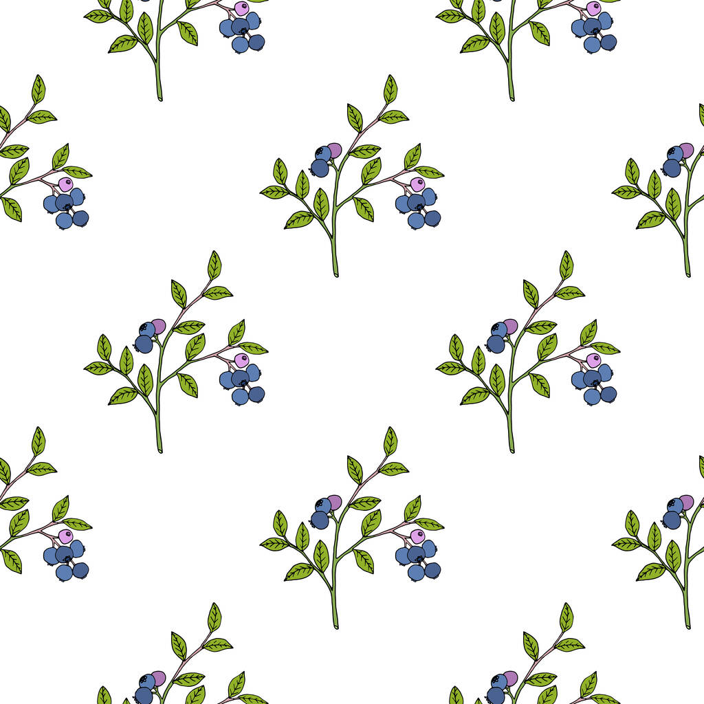 Seamless pattern with Bog blueberry - Vector, Image