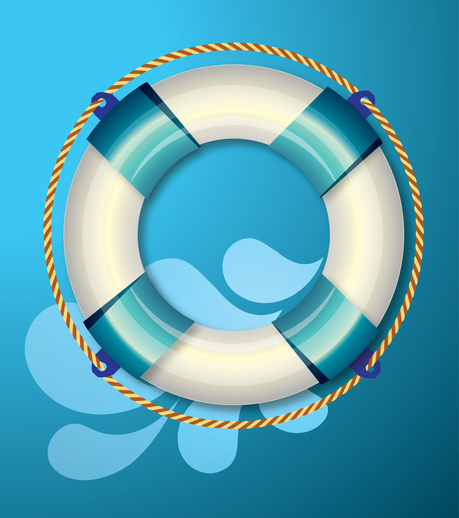 Blue life buoy with wave - Vector, Image
