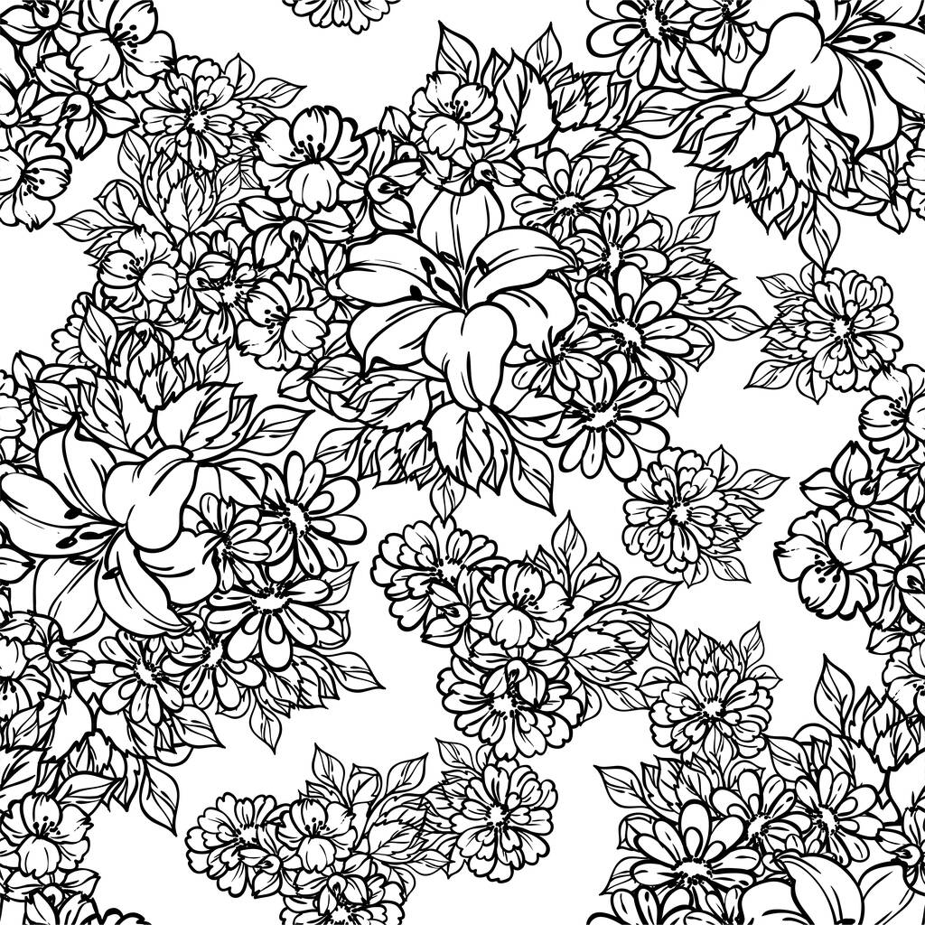 Abstrakte Eleganz nahtloses Muster mit Blumen, Vektorhintergrund - Vektor, Bild