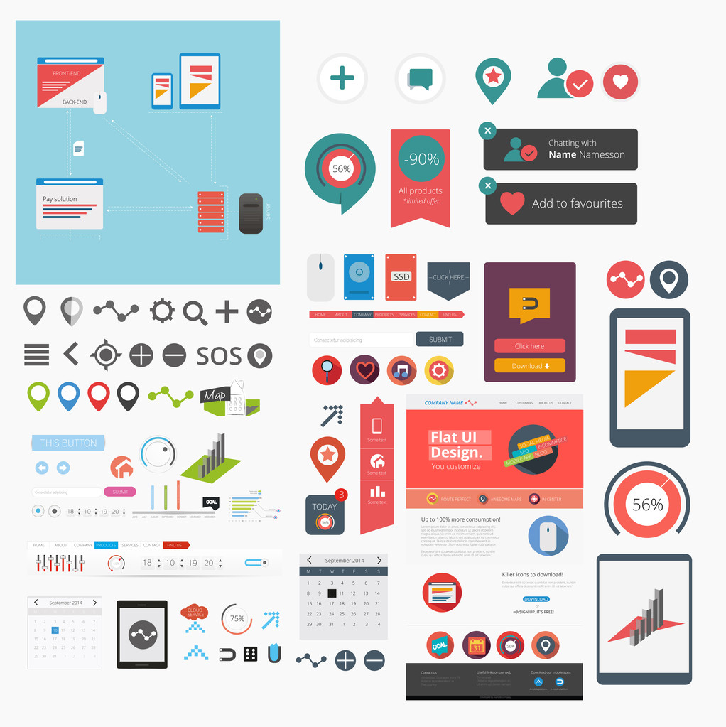 Flat web and app graphics - Vector, Image