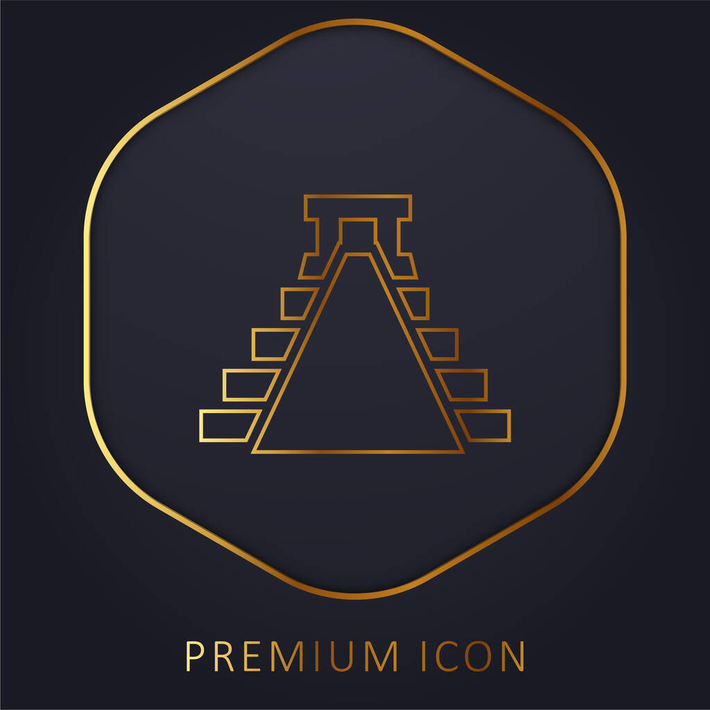 Ancient Mexico Pyramid Shape golden line premium logo or icon - Vector, Image