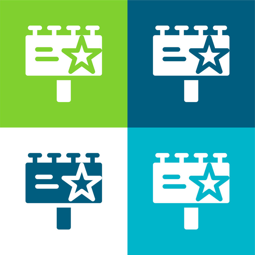 Billboard Flat conjunto de iconos mínimo de cuatro colores - Vector, Imagen
