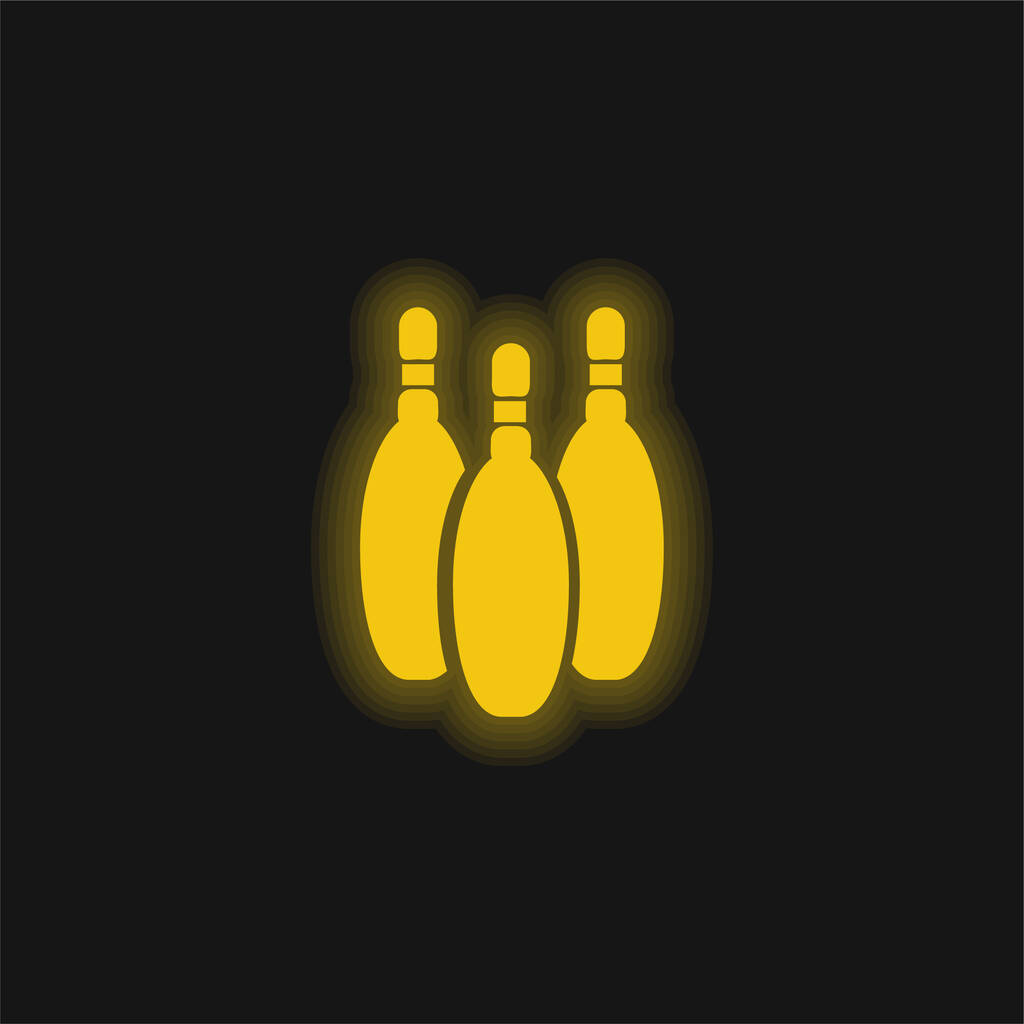 Боулінг Конуси силует жовтий сяючий неоновий значок
 - Вектор, зображення