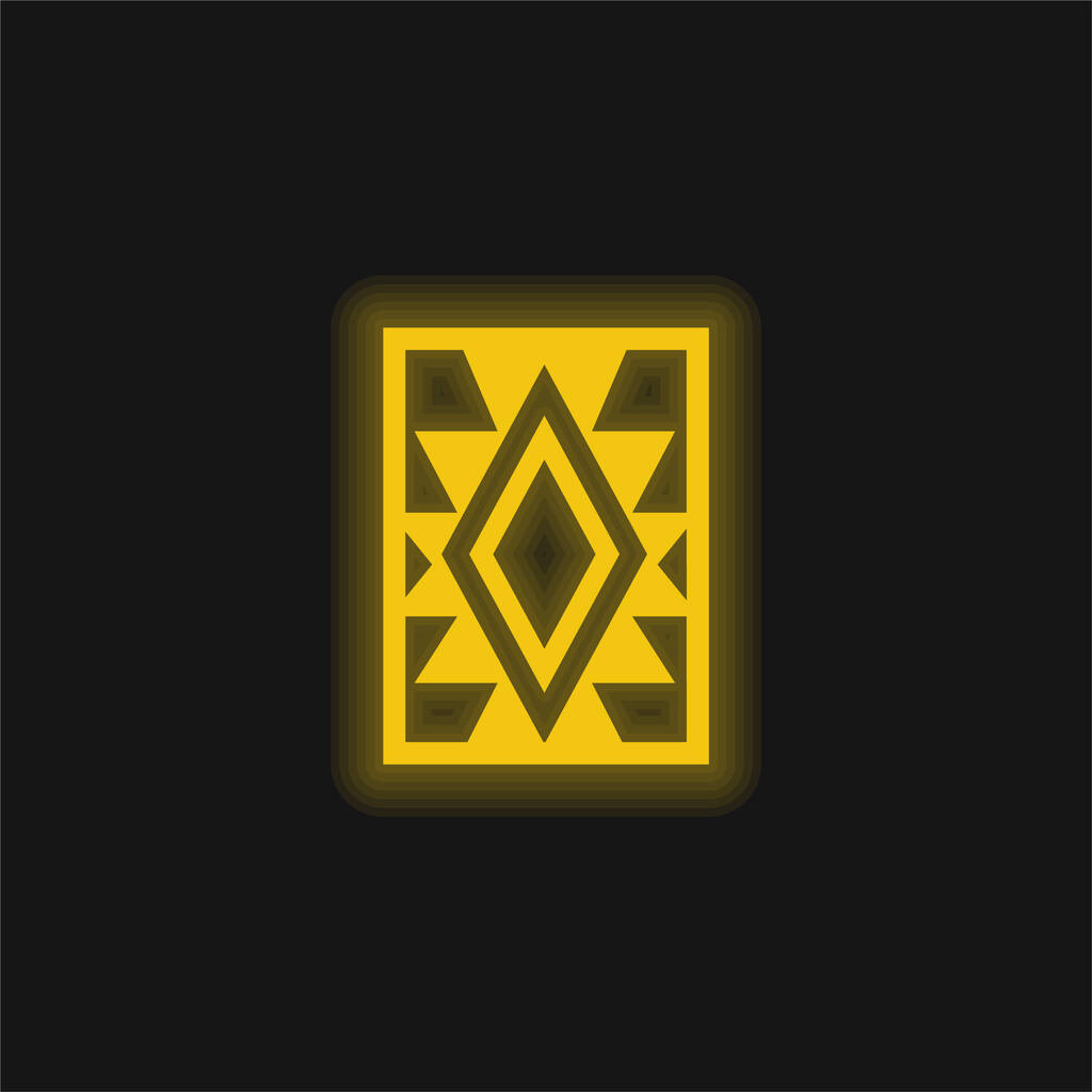 Alfombra Artesanal De México amarillo brillante icono de neón - Vector, imagen