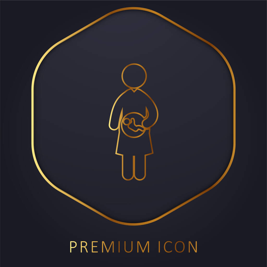 Baby In Mother Uterus Золотая линия премиум логотип или значок - Вектор,изображение