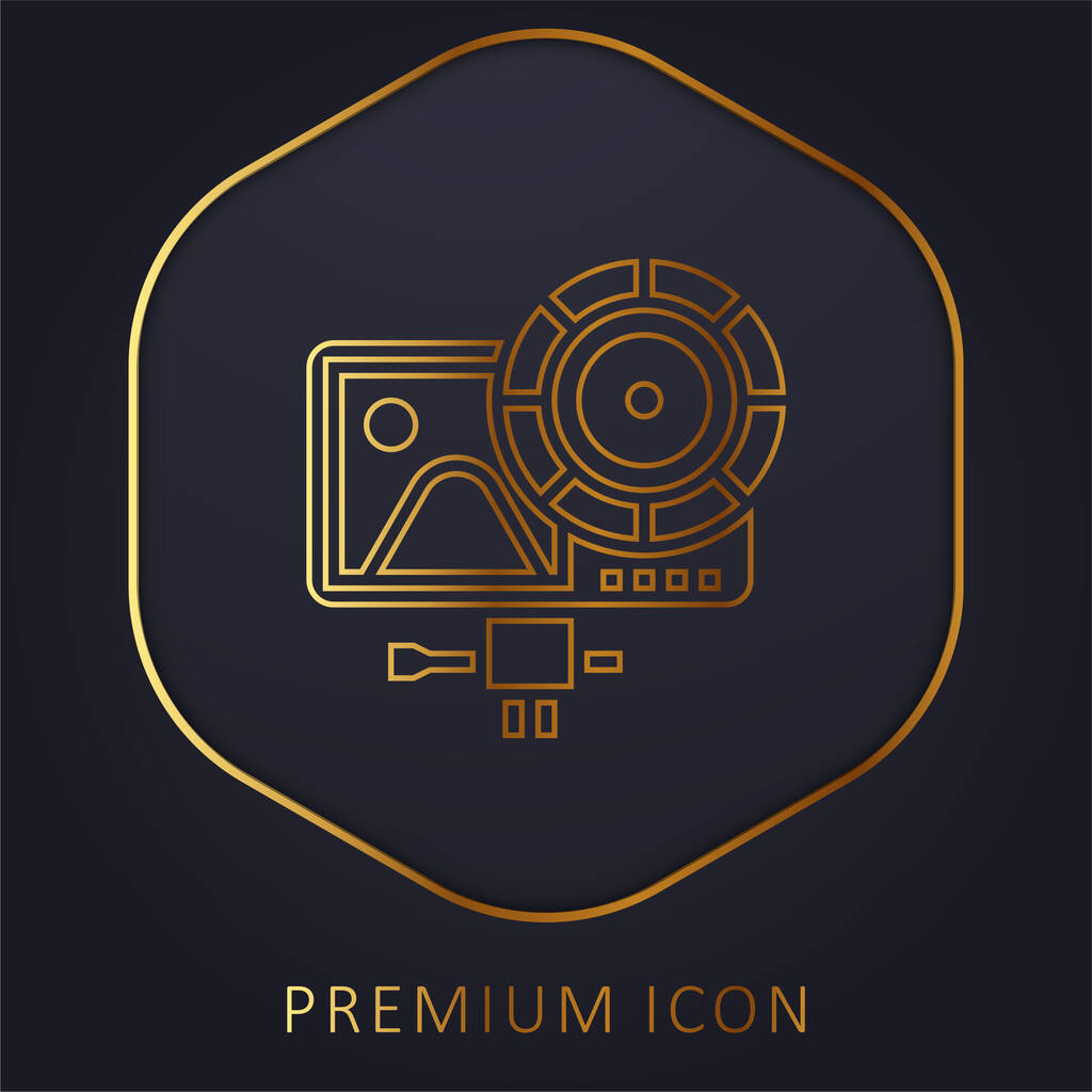 Action Camera arany vonal prémium logó vagy ikon - Vektor, kép