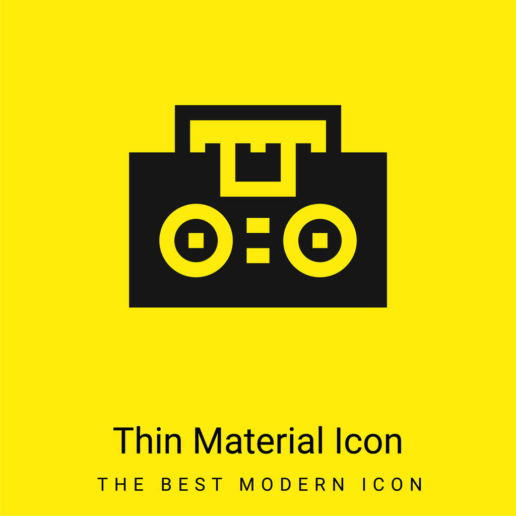 Boombox ícone material amarelo brilhante mínimo - Vetor, Imagem