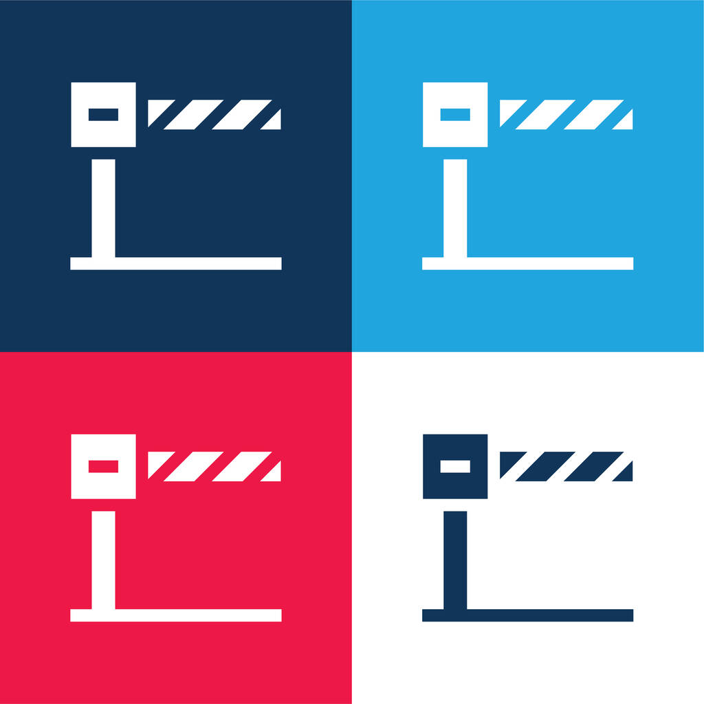 Barrera azul y rojo conjunto de iconos mínimo de cuatro colores - Vector, Imagen