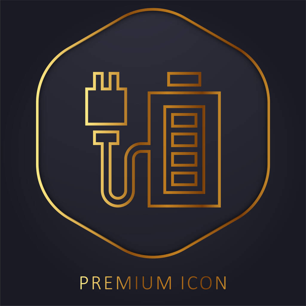 Bateria Carregar linha dourada logotipo premium ou ícone - Vetor, Imagem