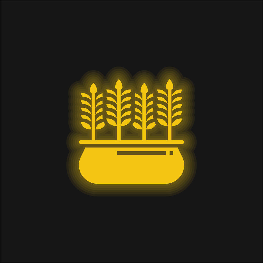 Icono de neón brillante amarillo cebada - Vector, Imagen
