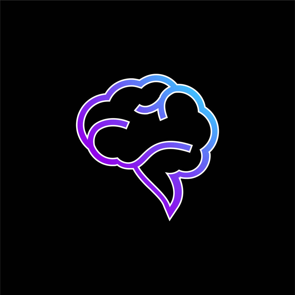 Icona vettoriale del gradiente blu della bolla del discorso del cervello - Vettoriali, immagini