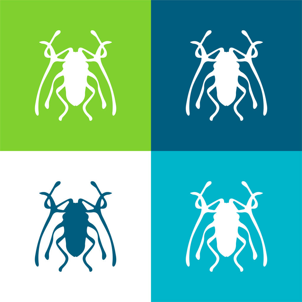 Escarabajo insecto Trictenotomidae Flat four color minimal icon set - Vector, Imagen