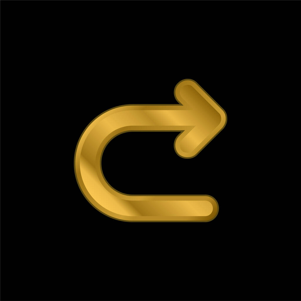 Freccia girando a destra oro placcato icona metallica o logo vettore - Vettoriali, immagini