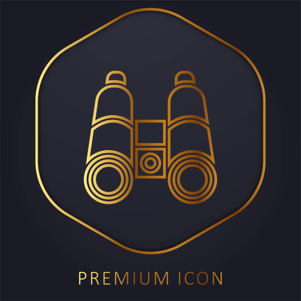 Logo o icono premium de línea dorada binocular - Vector, Imagen