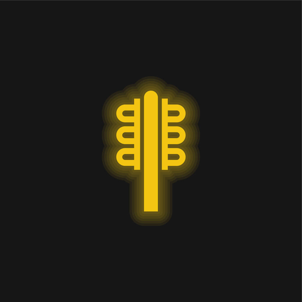 Aztec Hammer Of Mexico yellow glowing neon icon - Vector, Image