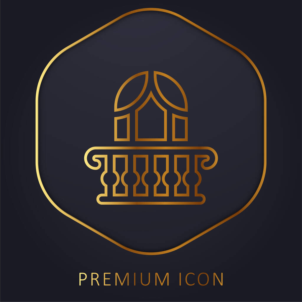Balcony golden line premium logo or icon - Vector, Image