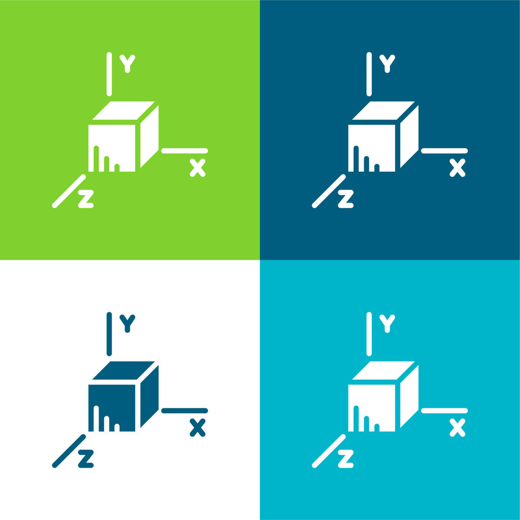 Eje Plano de cuatro colores mínimo icono conjunto - Vector, Imagen