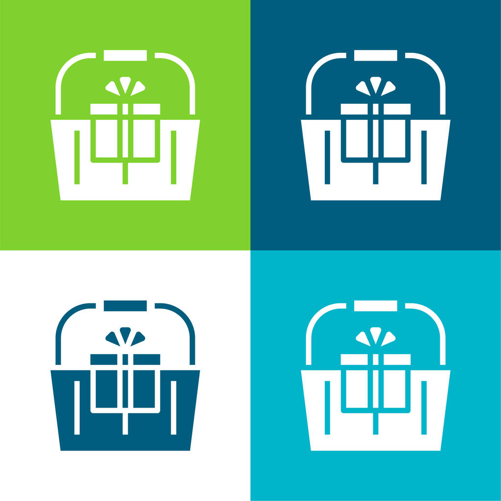 Košík Byt čtyři barvy minimální ikona nastavena - Vektor, obrázek