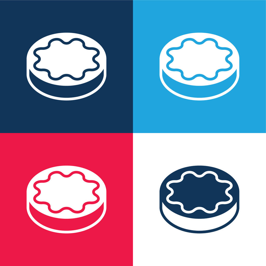 Biscoito azul e vermelho conjunto de ícone mínimo de quatro cores - Vetor, Imagem