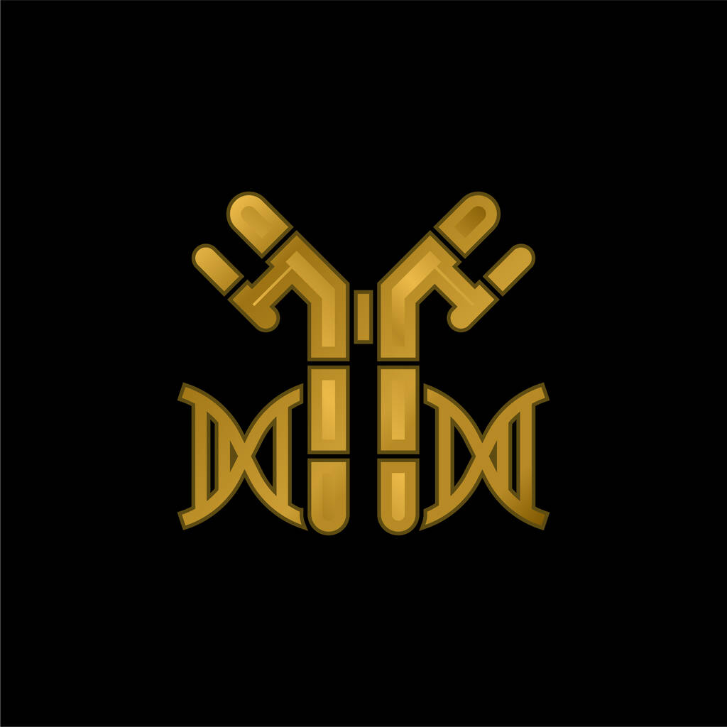 Antibodies gold plated metalic icon or logo vector - Vector, Image