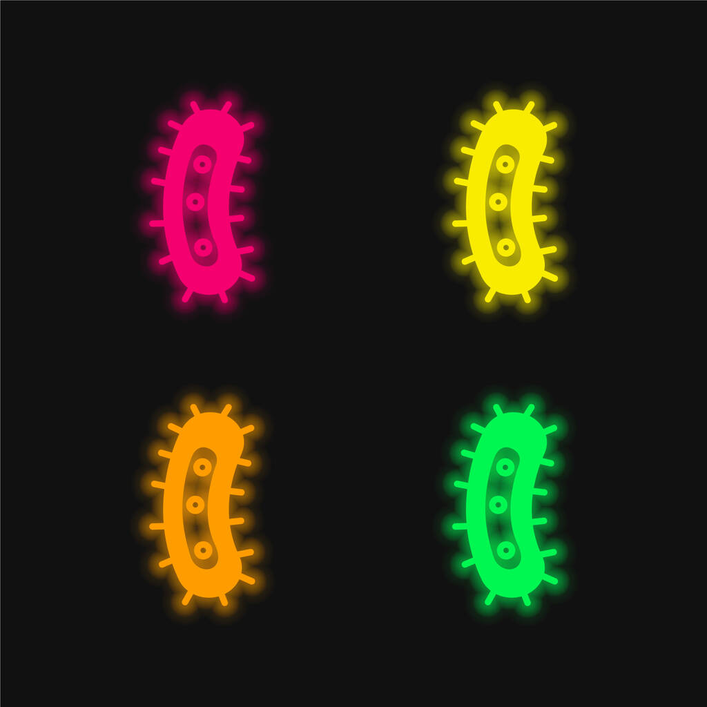 細菌4色輝くネオンベクトルアイコン - ベクター画像